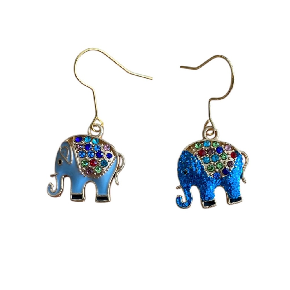 Asymmetrical Elephant Dangle Earrings